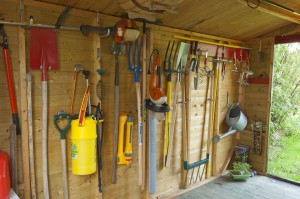 Cabanon, rangement des outils de jardin