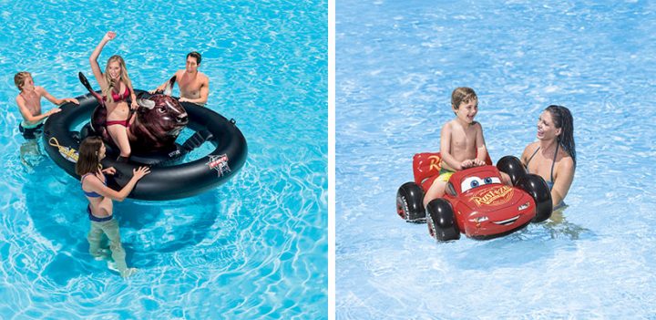 Les bouées chevauchables Intex pour adultes et enfants à la piscine 