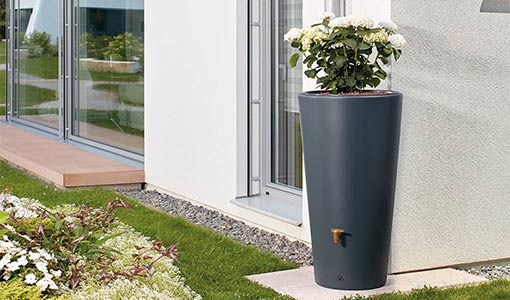 Récupérateur d'eau de pluie pot 2 en 1 220 L Taupe